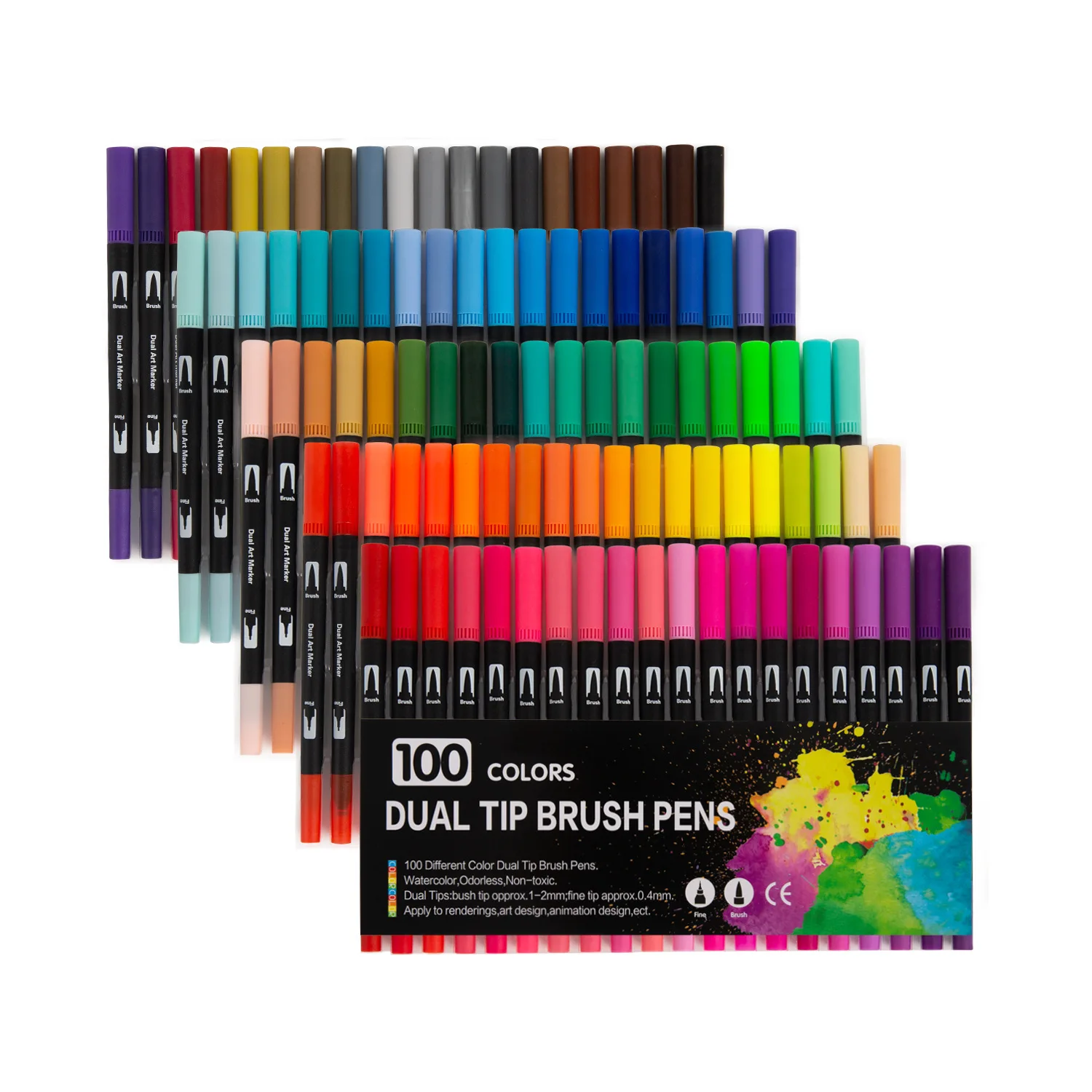 120Colors Watercolor Pen Set for Dual Felt Nylon Tip Pens Fineliner Art Brush Tip Marker Spot Colour Professional Drawing Comic