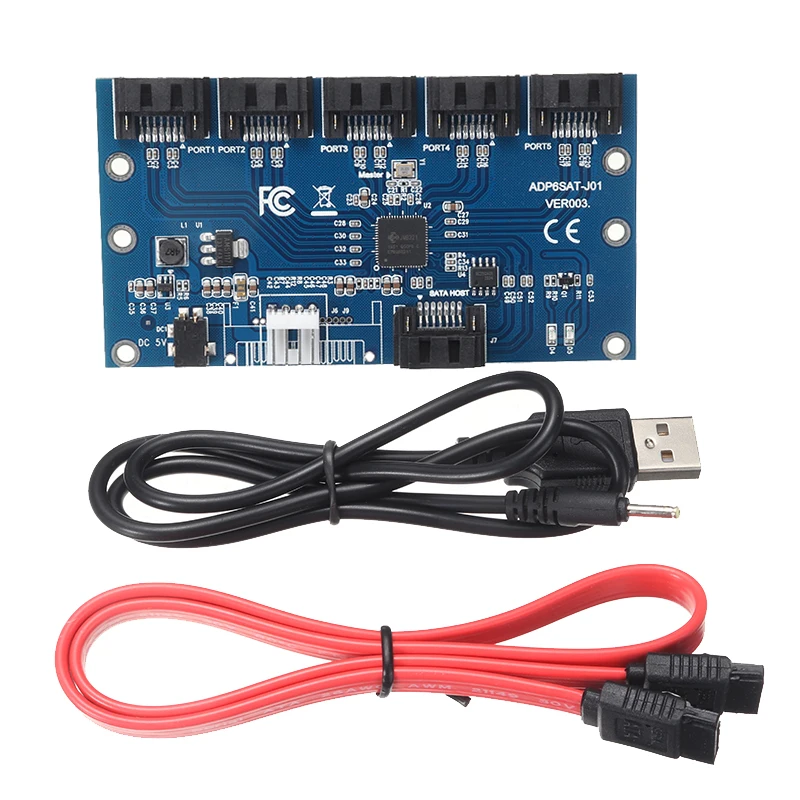 

wholesale 1 to 5 Port SATA 3.0 SATA Expansion Riser Card 6Gbps HUB Adapter Module For PC Computer Motherboard Accessories