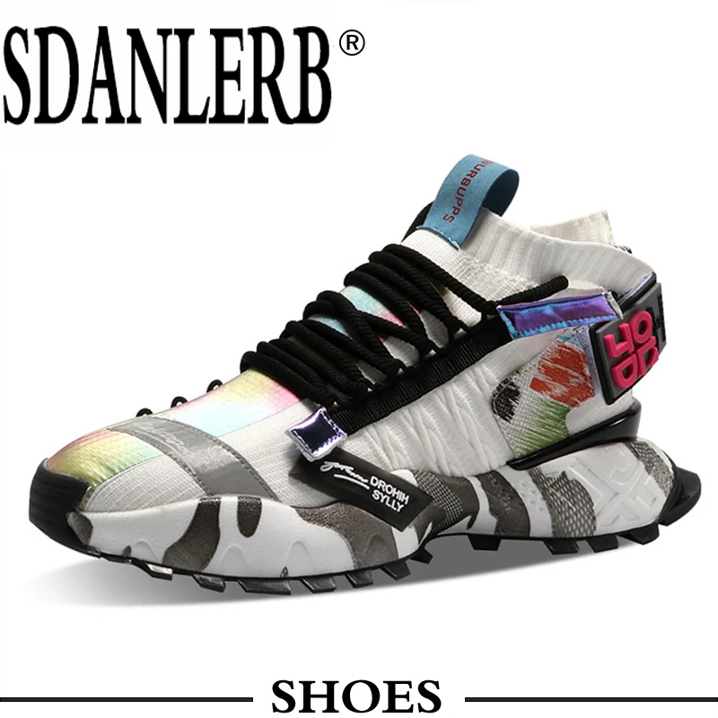 

High Fashion Sneakers Men Knit Upper Breathable Men Casual Shoes Chunky Sneakers Trainers shoes men sneakers