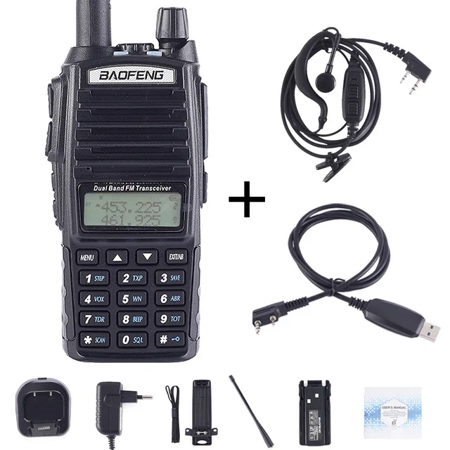 Baofeng Ture 8 Вт Высокая мощность UV-82 10 км большой дальности мощность ful портативная рация CB vhf/uhf двухстороннее радио Amador 8 Вт UV82 - Цвет: UV82-8W-Cable-EarP