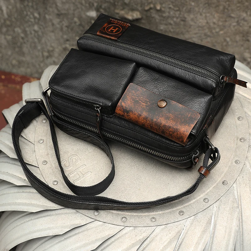 Сумка-тоут мужская из натуральной кожи мессенджер известного бренда