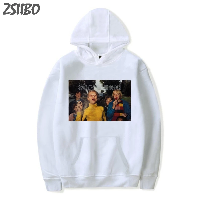 Men's Sweatshirt Child Smoking Photo Funny Printed Fun Hoodies men and women Unisex Hoodie Harajuku Streetwear Casual Male Coats - Color: White