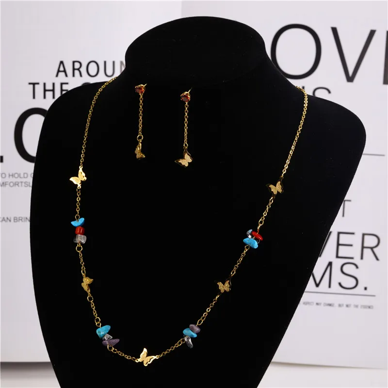 Комплект из колье и серёг с бабочкой нержавеющей стали | Украшения аксессуары