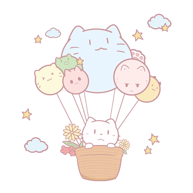 

Cartoon Girls Stars Moon Wall Stickers DIY Cat Balloons Wall Decals for Kids Room Baby Bedroom Home Decoration
