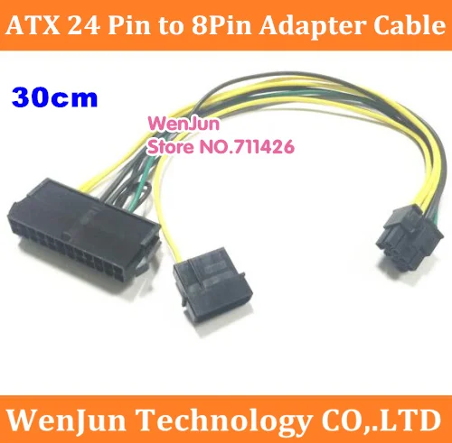 Плата материнской платы 30 см с 24 Pin на 8 ATX PSU кабель адаптера питания совместимый