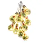 Рождественские светодиодные лампы, гирлянда, 4 м, 50 светодиодный, 10 лампочек, рождественские красные фрукты, сосновые иголки, лампочка, сказочный светильник, светильник енный Декор для комнаты