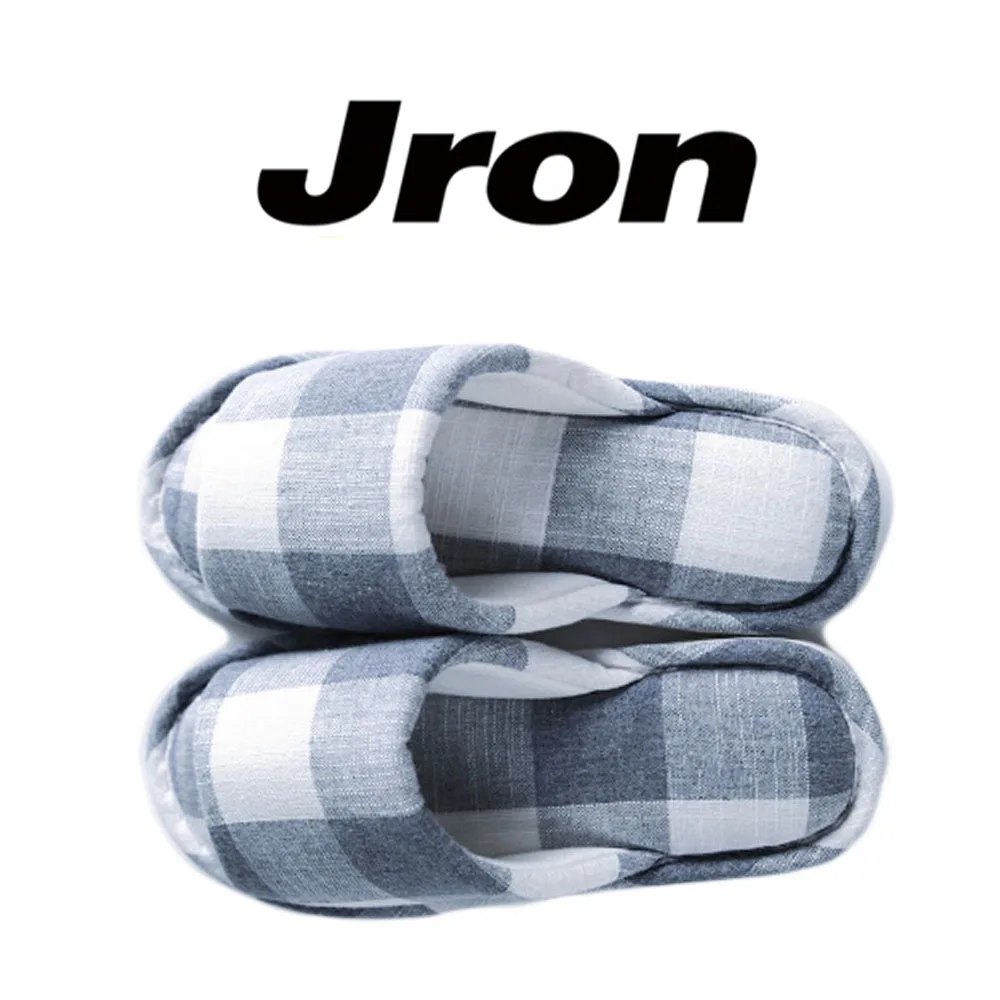 

Тапочки Jron мужские домашние, Мягкие Водонепроницаемые Нескользящие, хлопковые, в клетку, на нескользящей подошве, осень-лето 2017
