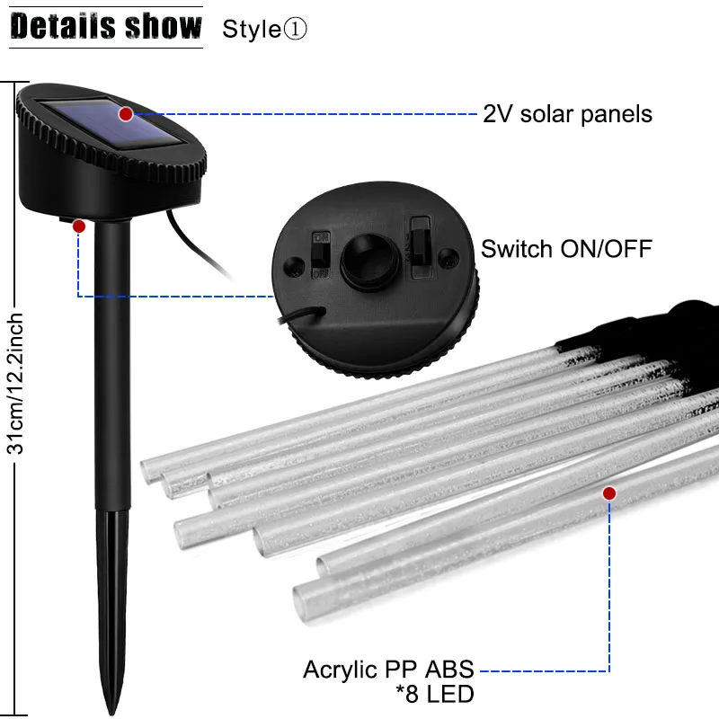 Светодиодный светильник с пузырьковой солнечной трубкой s садовый 1 для 5