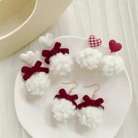 2020 new trendy womens earrings cute bowknot ball top earrings for women accessories brides wedding jewelry party wholesale