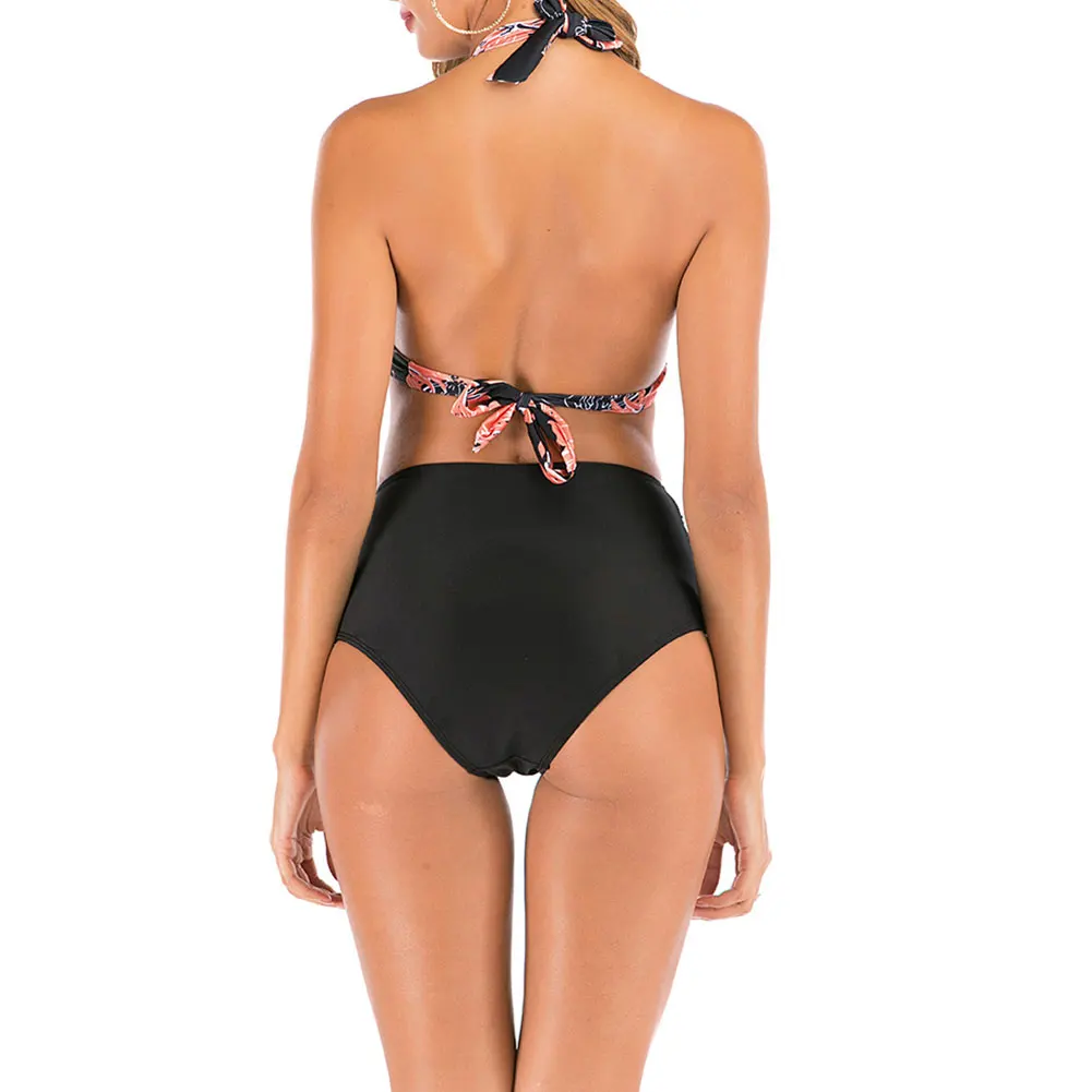 Купальник с высокой талией новинка 2020 цветочный принт бикини женский купальник