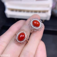kjjeaxcmy fine jewelry natural red coral 925 sterling silver new women adjustable gemstone ring support test beautiful