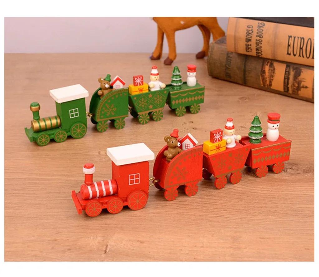 Игрушки для детей милый деревянный мультфильм Поезд Санта Клаус фестиваль