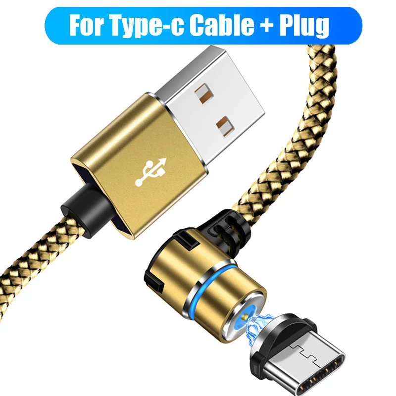 Robotsky Micro usb type C кабель 90 градусов быстрая зарядка магнит зарядное устройство кабели для Samsung huawei для мобильного телефона Магнитный зарядка - Цвет: gold for type c