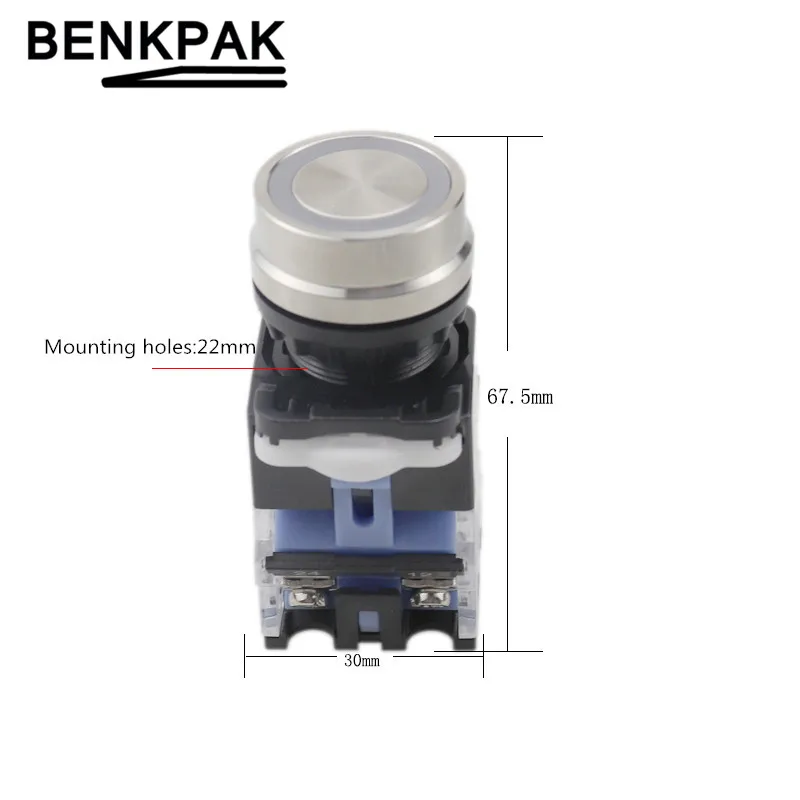 Flat Push Button Switch Automatic lock latching / Momentary self-reset1NO1NC 22mm 30mm LA38 | Обустройство дома