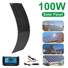 Комплект солнечной панели 100 Вт, моноцисталлианский Гибкий комплект солнечной панели с контроллером, водонепроницаемое зарядное устройство на солнечной энергии для RV-лодки