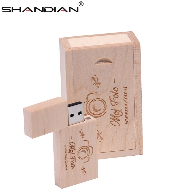 SHANDIAN USB 2 0 Деревянный Маленький Квадратный Блок + коробка флэш накопитель 64 ГБ 32 16 4