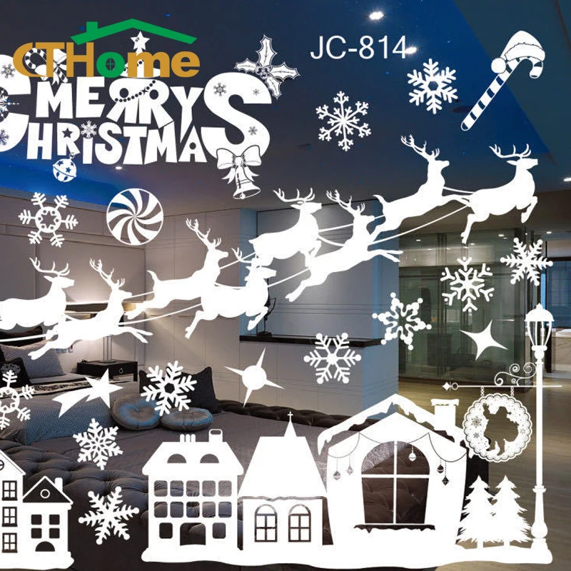 

Christmas Window Stickers Santa Claus Elk Colored Room Seamless Window Sticker New Year Decor Sticker Holiday Home Decoration