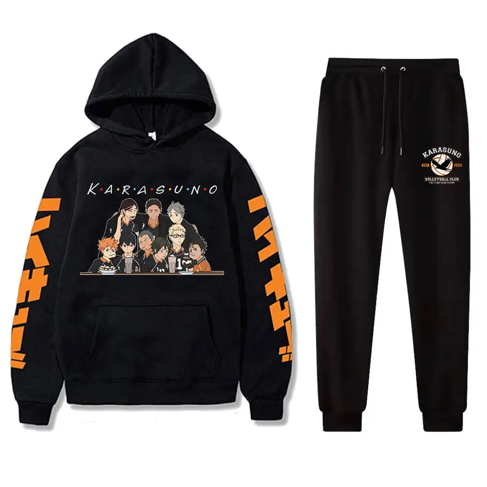 

Anime Haikyuu Hoodie Pants Casual Men Women Bokuto Manga Shoyo Volleyball Tracksuits Loose Long Sleeves Jogging Suits Harajuku