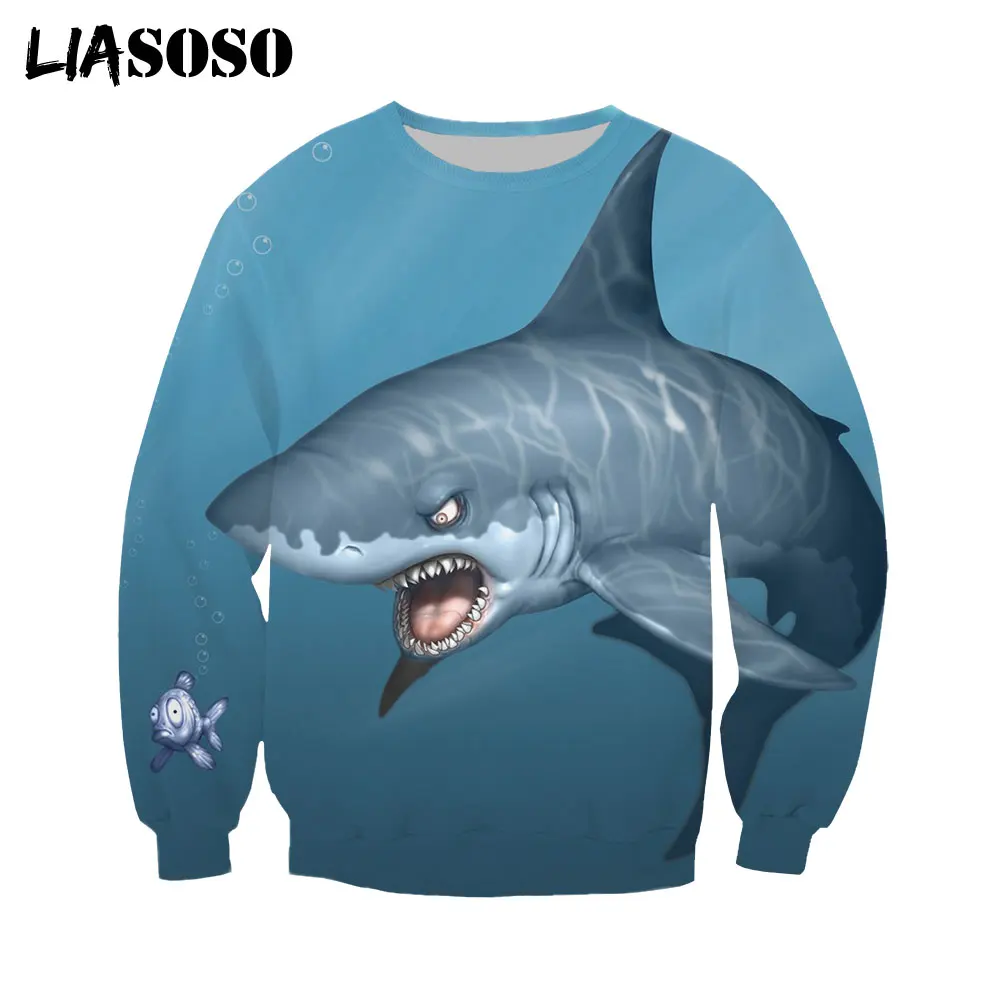 

LIASOSO Autumn 3D Print Men Women Shark Streetwear Harajuku Rottweiler Fashion Shirts Hoodie Round Neck Funny Tops