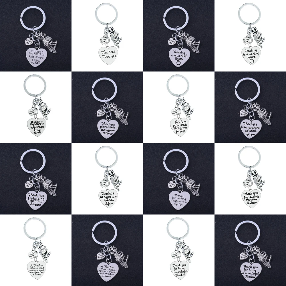 Учительские брелоки с гравировкой слова подвеска в форме сердца спасибо Любовь