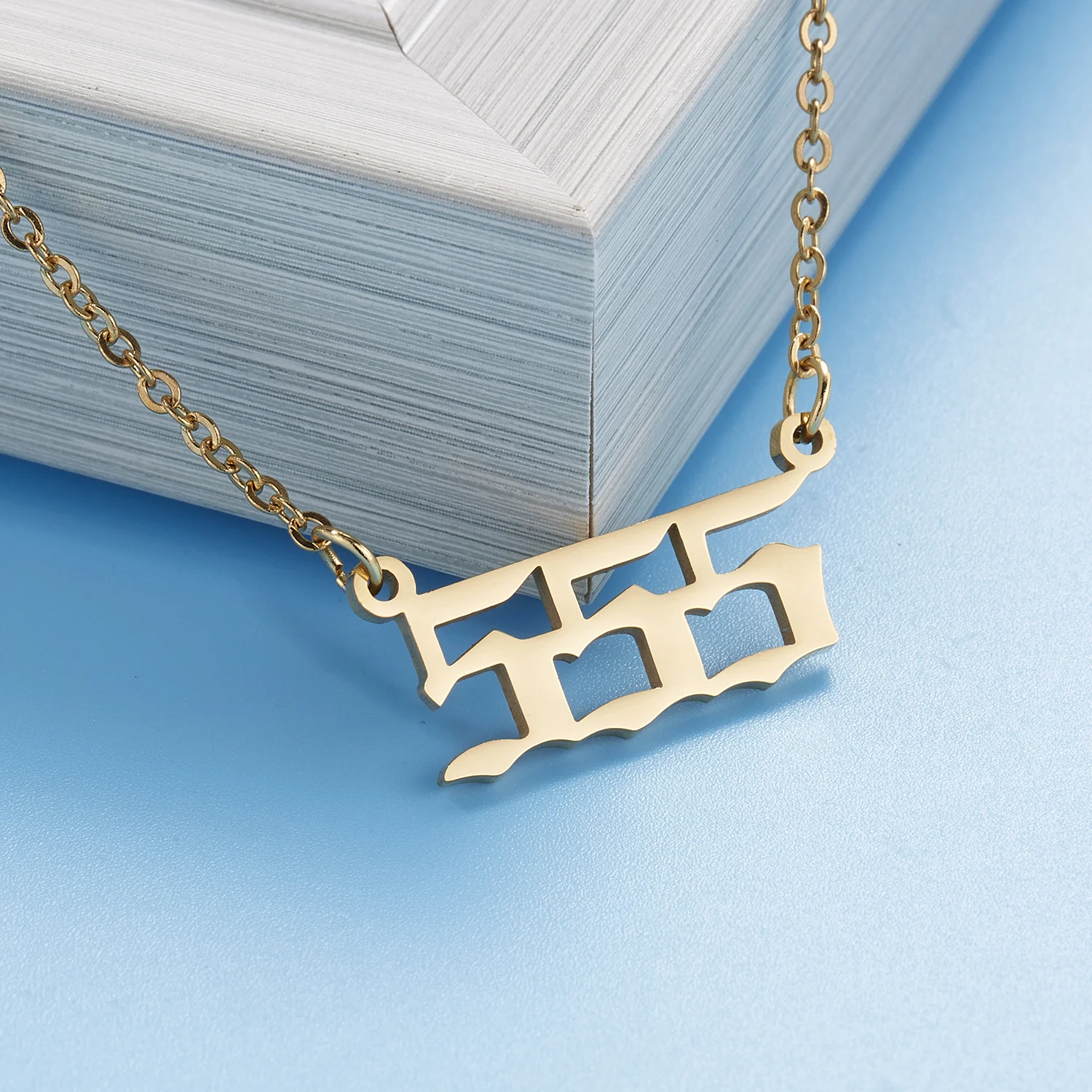 

Simple Lucky Number Necklace Choker For Women Men Stainless Steel 222 333 Pendant Neck Chain Jewelry Party Female Birthday Gifts