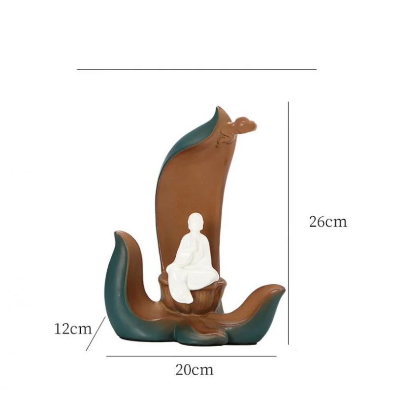 

Lotus Shape Backflow Incense Burner With Led Light Smoke Waterfall Incense Sticks Holder Creative Home Decor Porcelain Censer