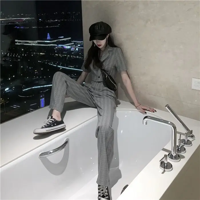 

Women New Spring Casual Two Pieces Vintage Office Lady Single Breasted Blazers &Pants Street Short Blazers Pants Suits