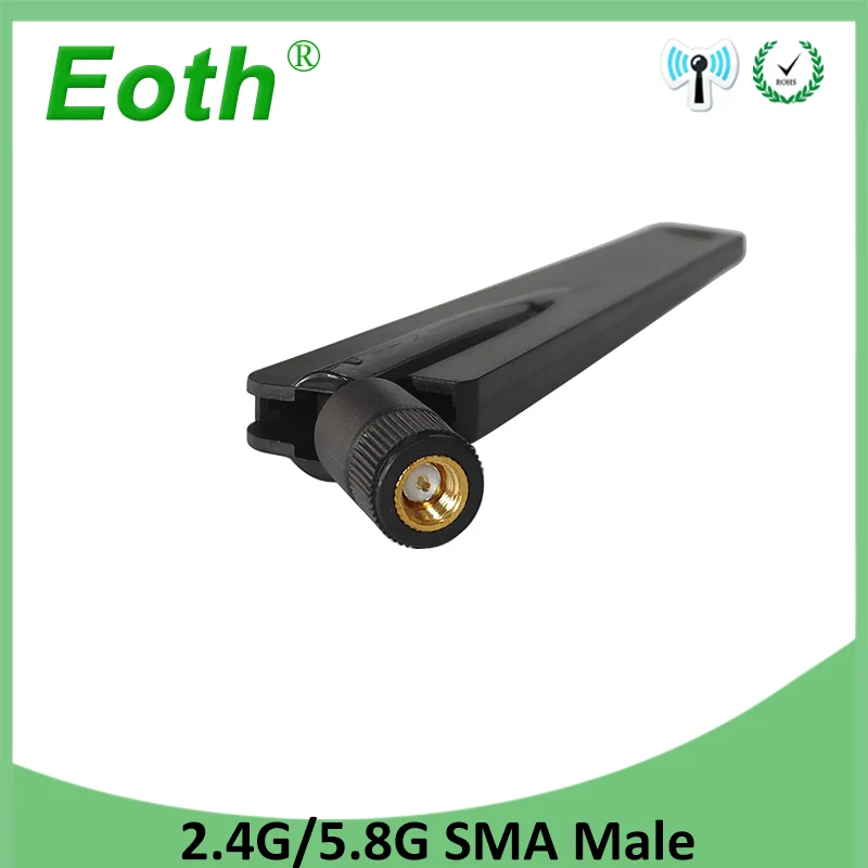 EOTH 5pcs 2.4g 5.8g antenna 8dbi sma male wlan wifi dual band antene iot module router tp link signal receiver antena high gain