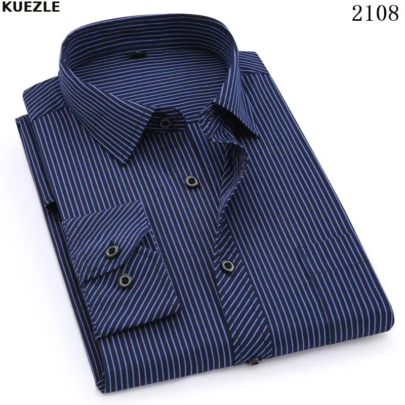 

Camisa Male Plus Large Size 8XL 7XL 6XL 5XL 4XL Mens Business Casual Long Sleeved Shirt Classic Striped Male Social Dress Shirts