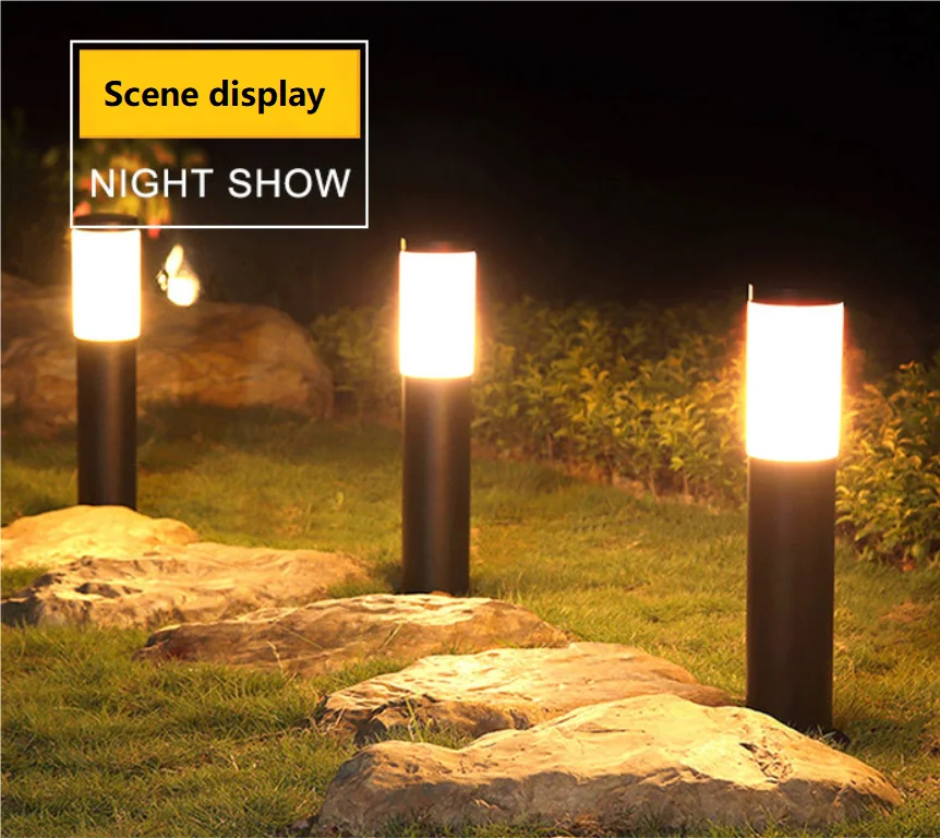 

Solar LED Light Cylindrical Landscape Lamp Lawn Black Pillar Garden Decoration Light Outdoor Ground Lamp for Street Path Patio