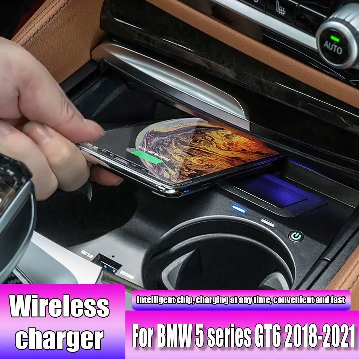 

Беспроводное зарядное устройство QI, автомобильные аксессуары 10 Вт для bmw 5 6 серии G30 G38 G32 6GT 2018 2019 2020 2021