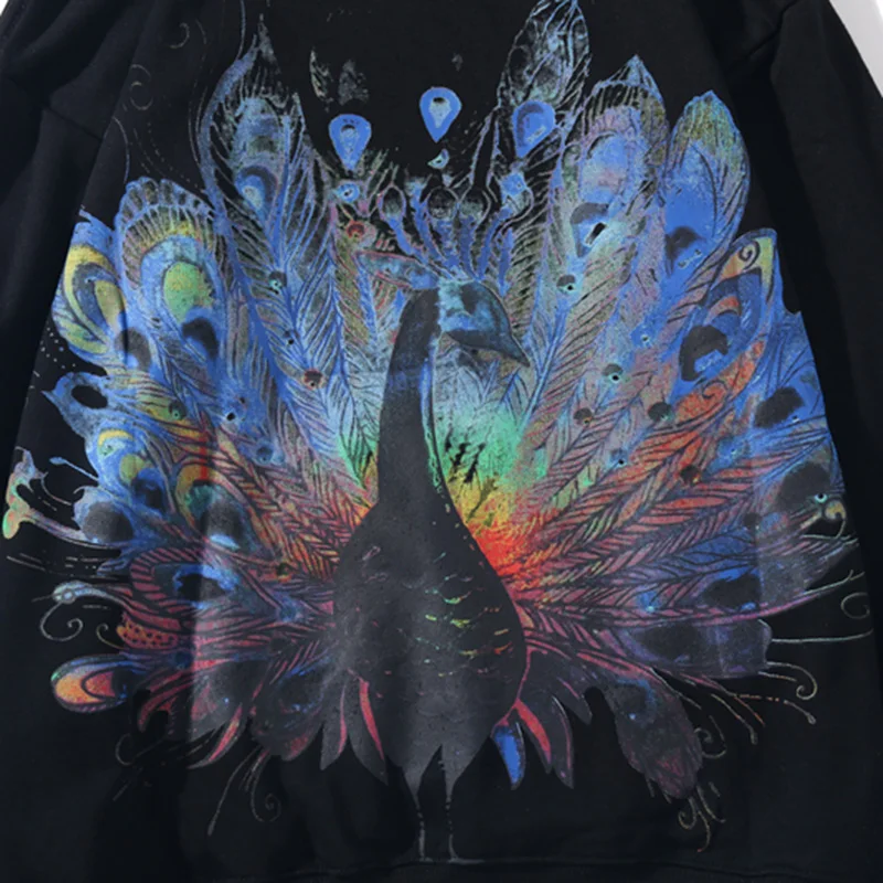 2019 мужские толстовки в стиле хип-хоп толстовка с принтом радуги павлина Harajuku