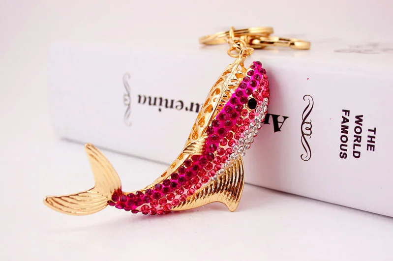 Брелки для ключей в виде морских животных акул кристалл голубой цвет симпатичная