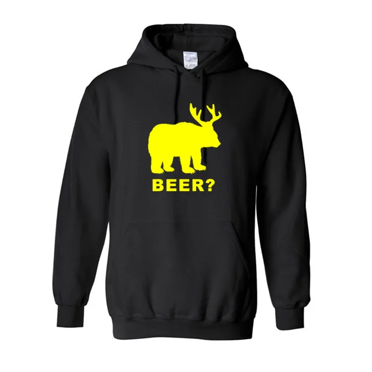 Зимняя мужская толстовка с капюшоном Bear + Deer = Beer свитшот приталенный пуловер