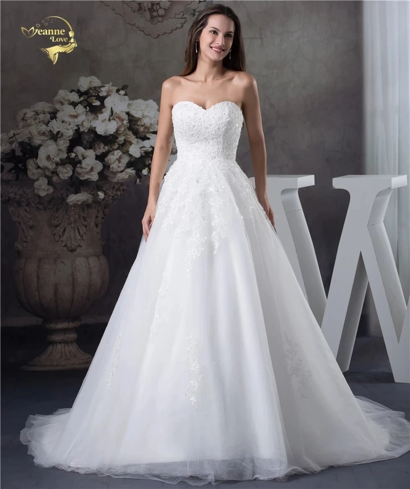

Jeanne Love Soft Tulle Sweetheart Wedding Dresses Perfect 2021 New Applique Lace Bridal Gown A Line Robe De Mariage JLOV75951