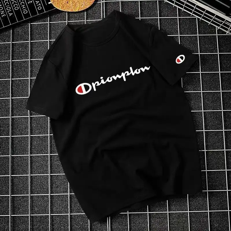 

Unisex Cotton Champin Logo Printing Tee Summer Customized Solid O-neck Male T Shirt Tops Tees