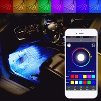 4 strips rgb multicolor led car interior floor light appremote control lamp