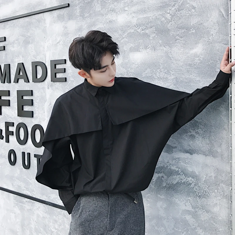 Мужская Повседневная рубашка с длинными рукавами летучая мышь уличная одежда в