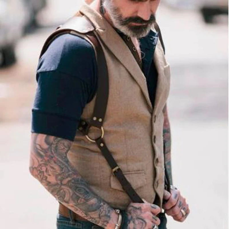 Фетиш мужчины гей грудь ремни мужские кожаные экзотические топы регулируемые