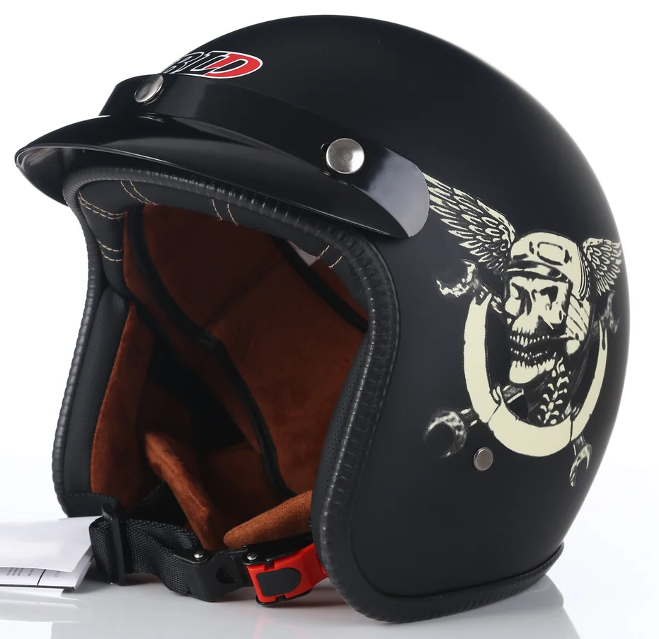 

Мотошлем с открытым лицом в горошек, мотоциклетный шлем в стиле ретро, скутер, шлем с черепом, для верховой езды из АБС-пластика