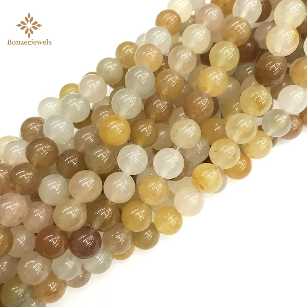 

Stone Yellow Natural Jades Beads Loose Spacer Beads For Jewelry DIY Making Bracelet Accessories 15'' Pick Size 4 6 8 10 12mm