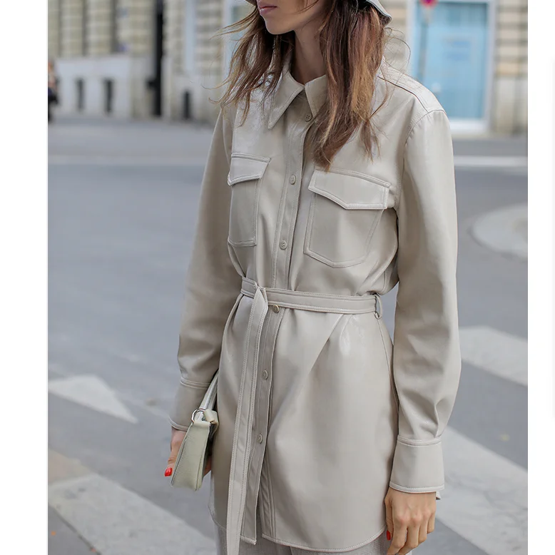 Блузка из искусственной кожи Женская куртка женская бежевая плотная теплая