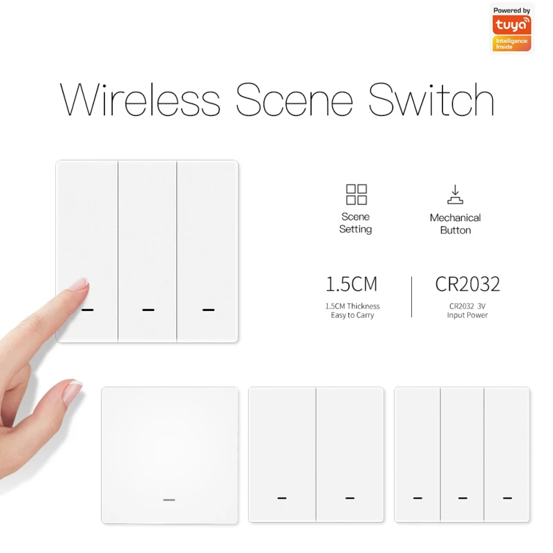 

Беспроводной переключатель Tuya 1/2/3, сетчатый переключатель с поддержкой Bluetooth, с нажимной кнопкой, с питанием от аккумулятора, для умного уст...