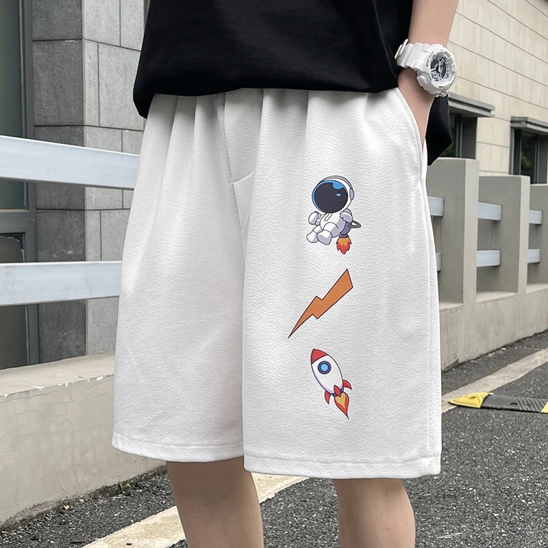 

2021 Summer Men Thin Shorts Loose Fitting Casual Knee Length Trousers