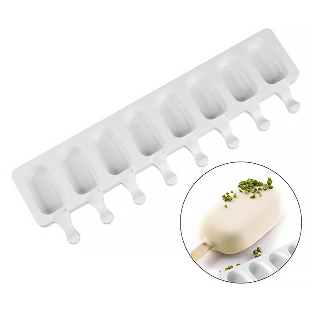 

Food Grade Platinum Silicone Ice Cream Mold 4/8-Cavity Popsicle Pop Mould Maker Ice Tube Candy Juice For Freezer DIY Ice Cream
