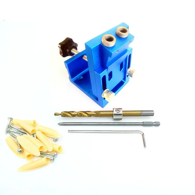 

NEW Pocket Hole Drill Guide Dowel Jig Oblique Hole Locator Drilling Kit Aluminium Woodworker DIY Tools With 9mm Drill Bit