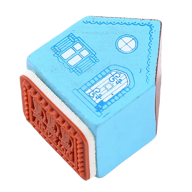 Creative Cartoon Cat Pattern Seal Wooden Stamps Blue Small Household Decor Seal Scrapbooking Standard Stamp 3*4cm