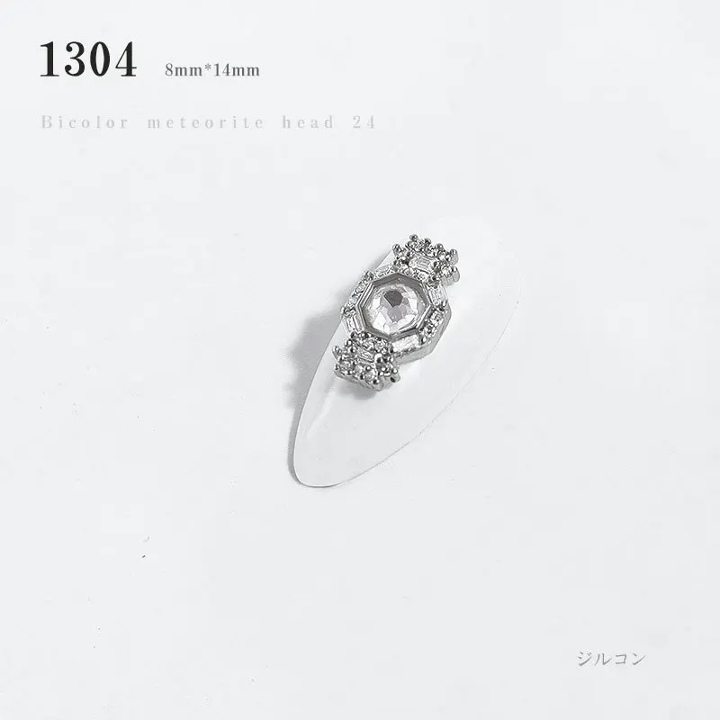 1304 FlorVida Ретро 3d-украшения для ногтей с Стразы из горного хрусталя шпильки драгоценные камни серебристый металлический кулон цепи для маникюрного салона - Цвет: 1304