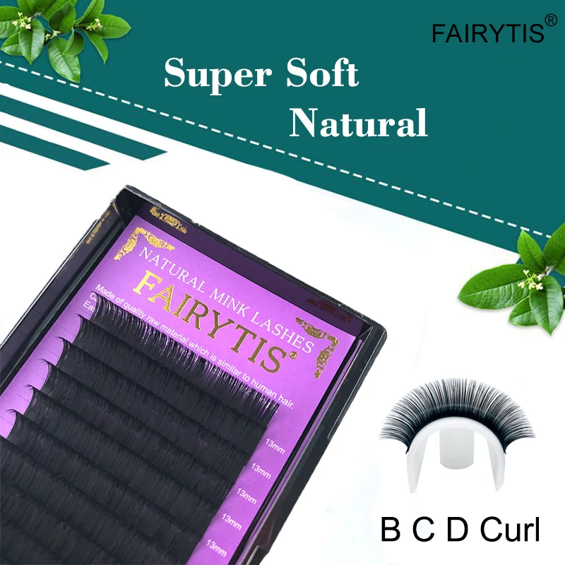 

FAIRYTIS 16Rows Individual False Lashes High Quality B C D Curl Classic Eyelash Extensions Germany BASF Material Synthetic Lash