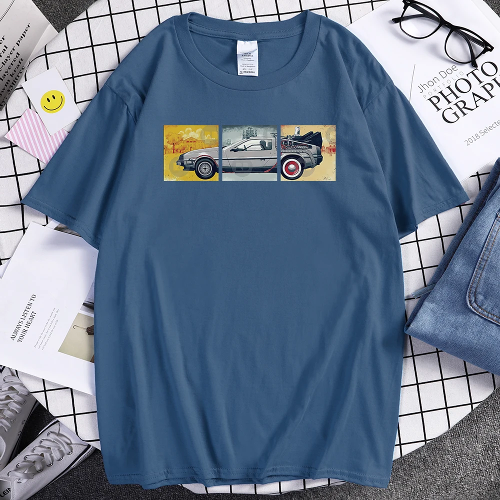 Мужская хлопковая футболка с коротким рукавом Back to the Future Повседневная Уличная